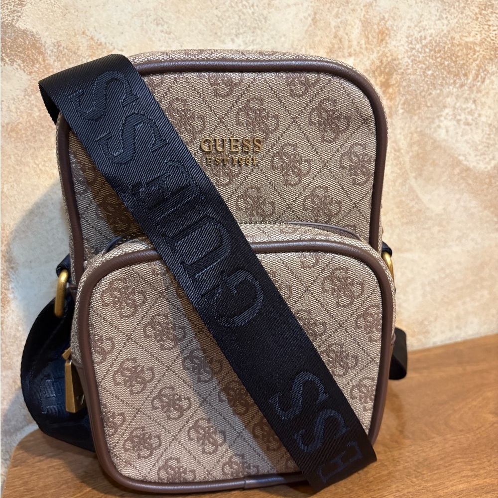 GUESS Tan and Brown Keith Crossbody Bag